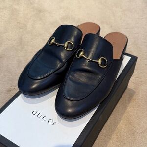 Gucci Black leather Princetown mule loafer flats with horsebit size 39.5 / 9.5